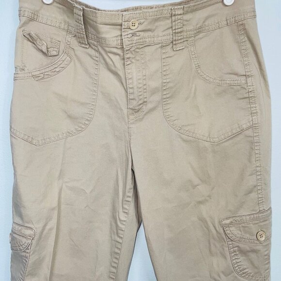 Vintage Y2K Womens 12 Capri Cargo Pants Beige Khaki Straight Leg - Picture 2 of 11